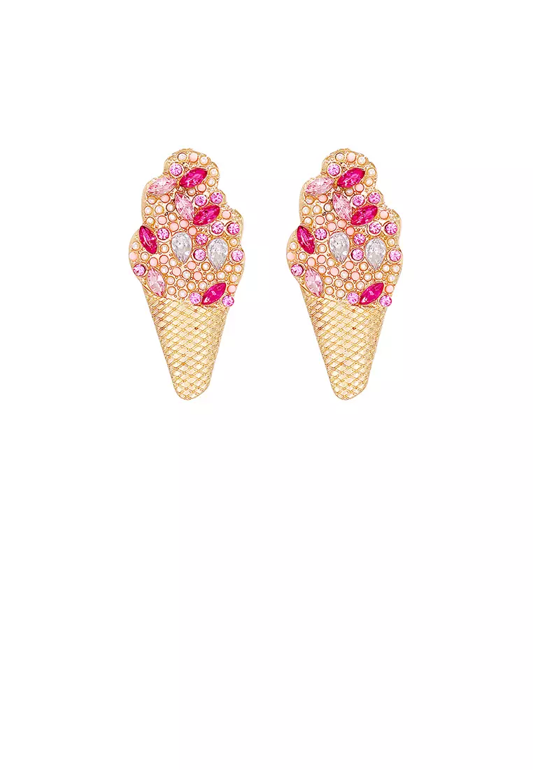 Buy Glamorousky Simple and Cute Plated Gold Ice Cream Stud
