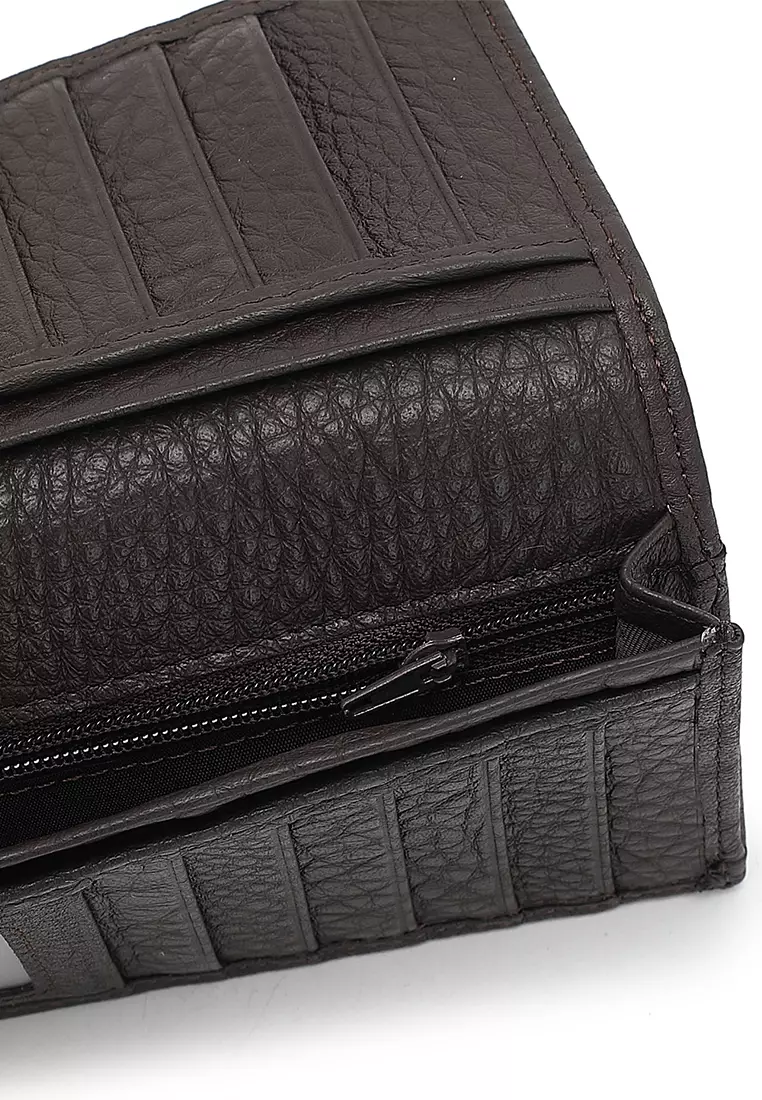 Genuine Leather RFID Long Wallet - Black