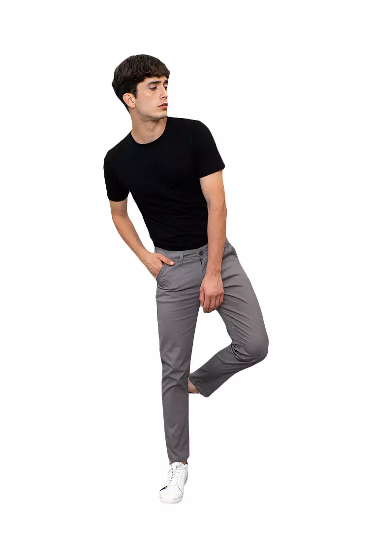 Celana Chino Panjang Pria Slim fit Jeans Abu tua