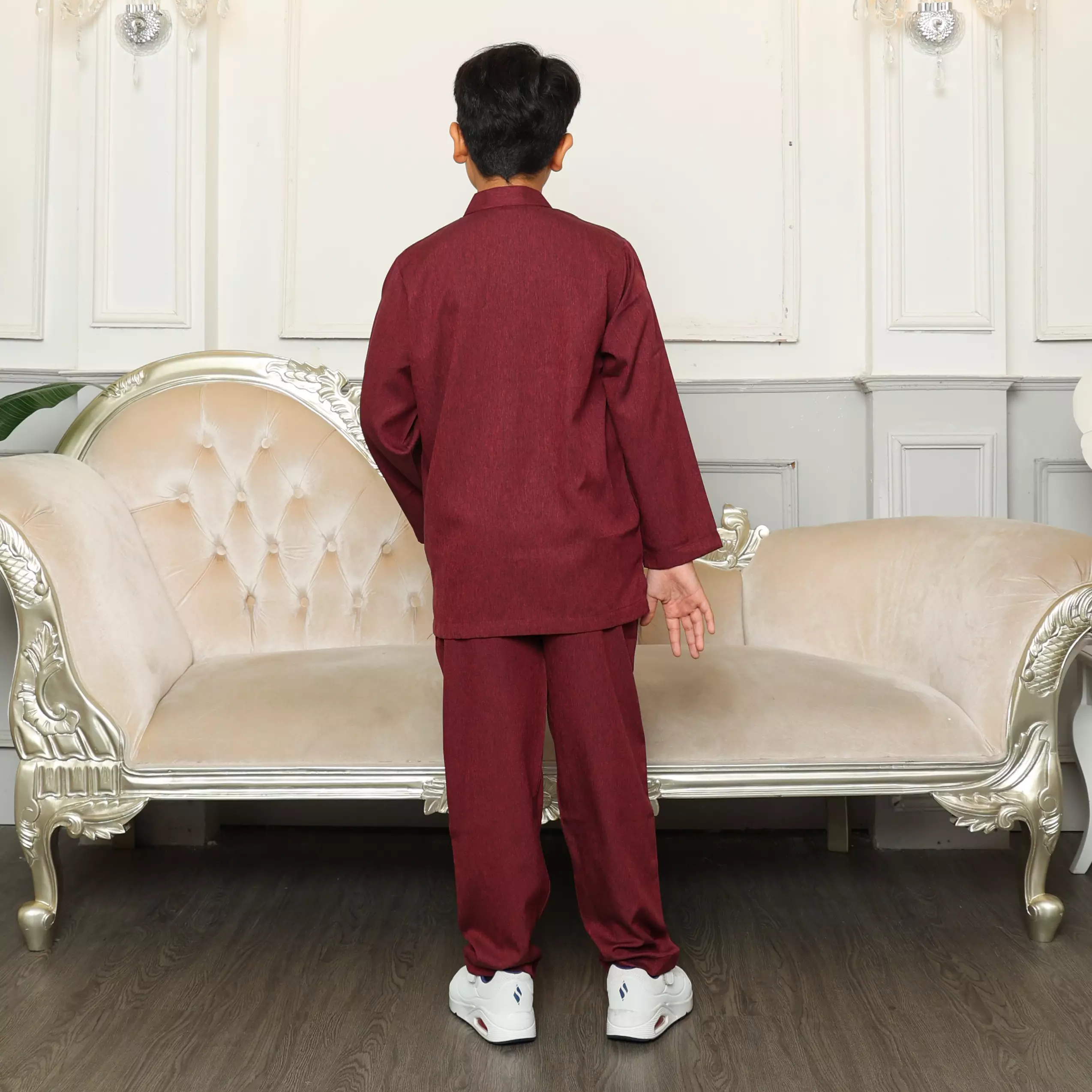 Baju Koko Anak Sarimbit KKA 38 Maroon Lengan Panjang