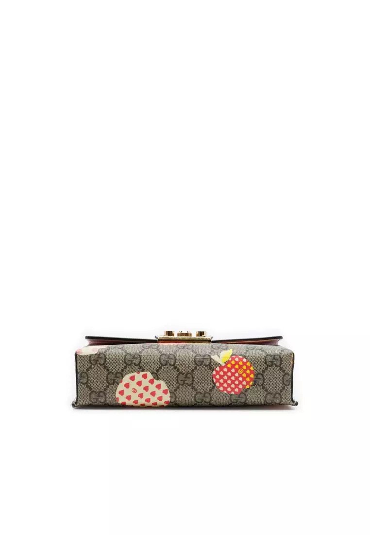 Pre-Loved Gucci Mini Gg Supreme Monogram Les Pommes Padlock Satchel