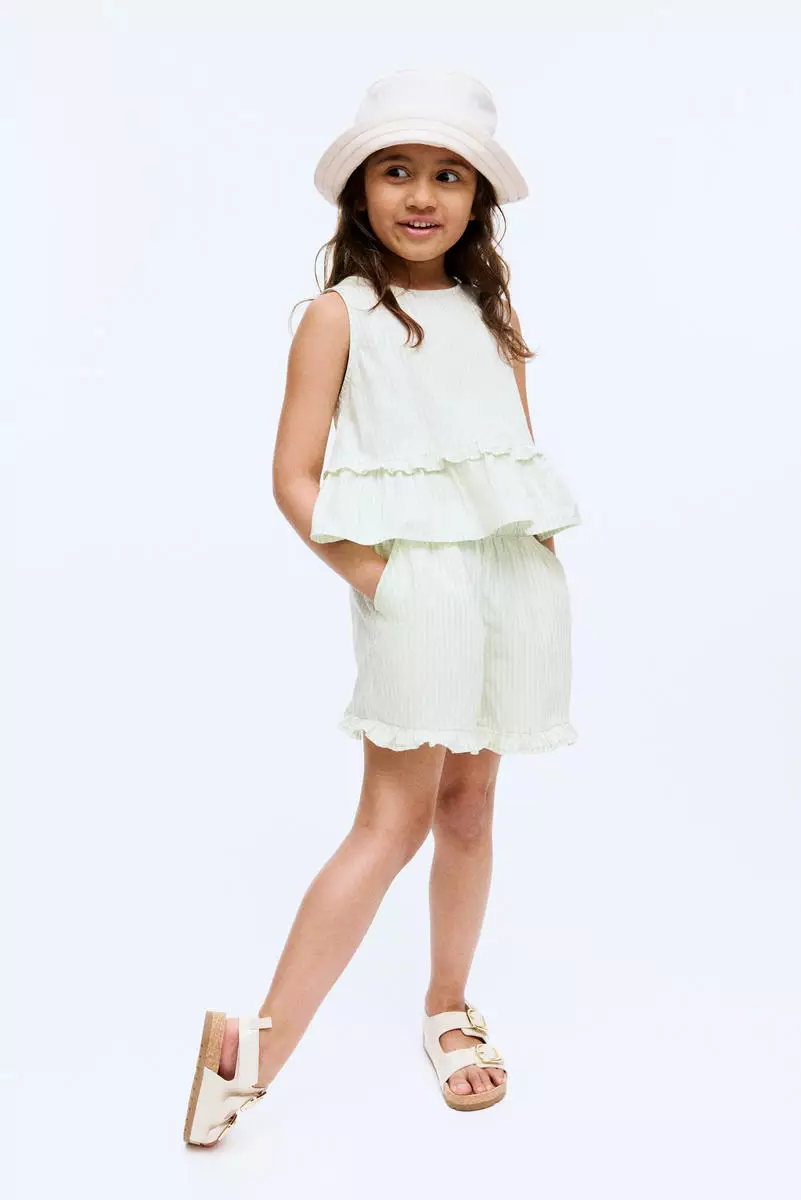 Frill-trimmed cotton shorts