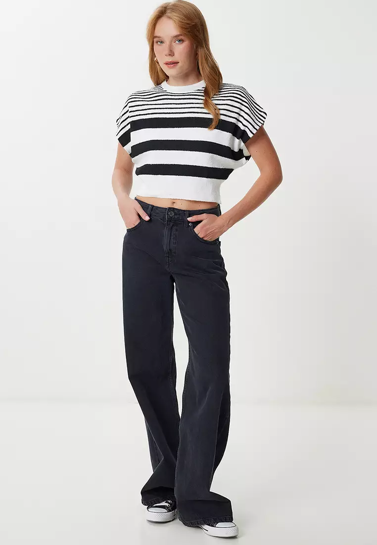 Striped Crop Knit Top