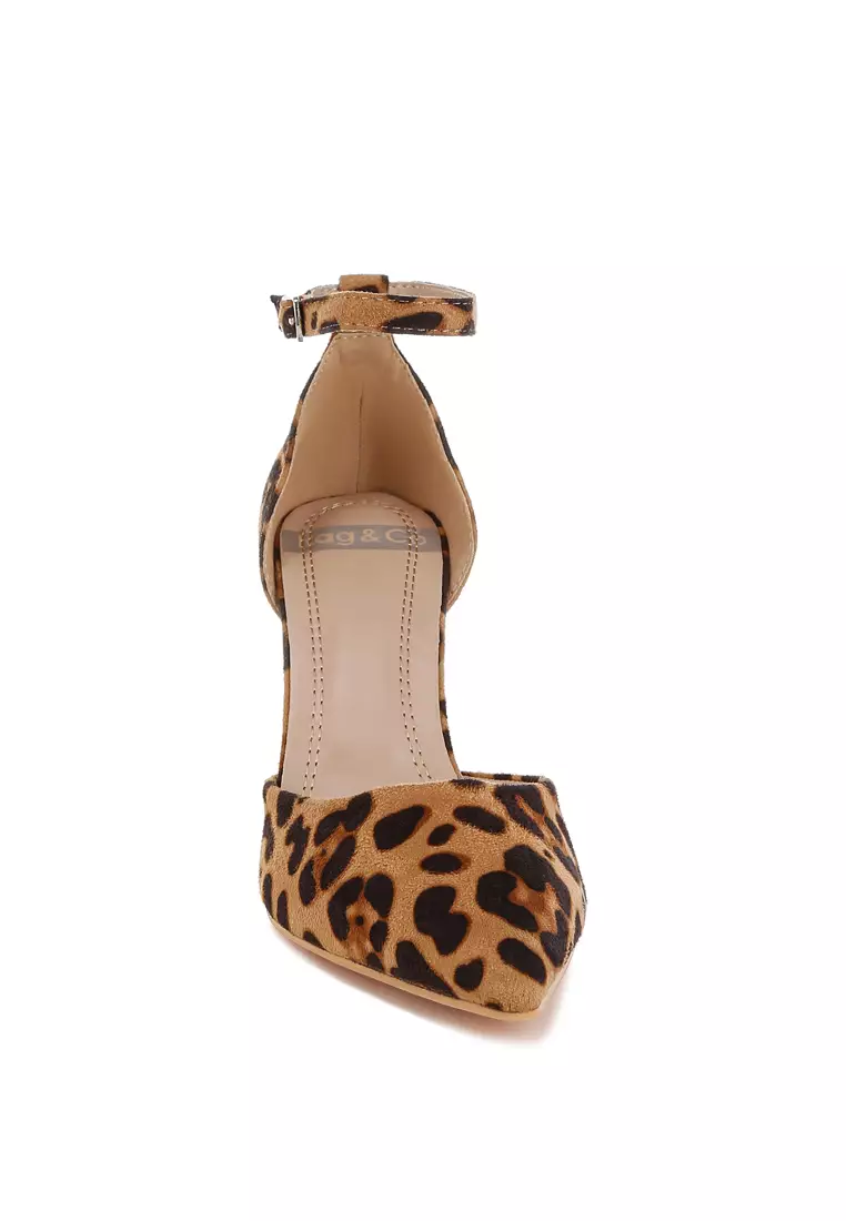 Microfiber Stiletto Sandals in Leopard