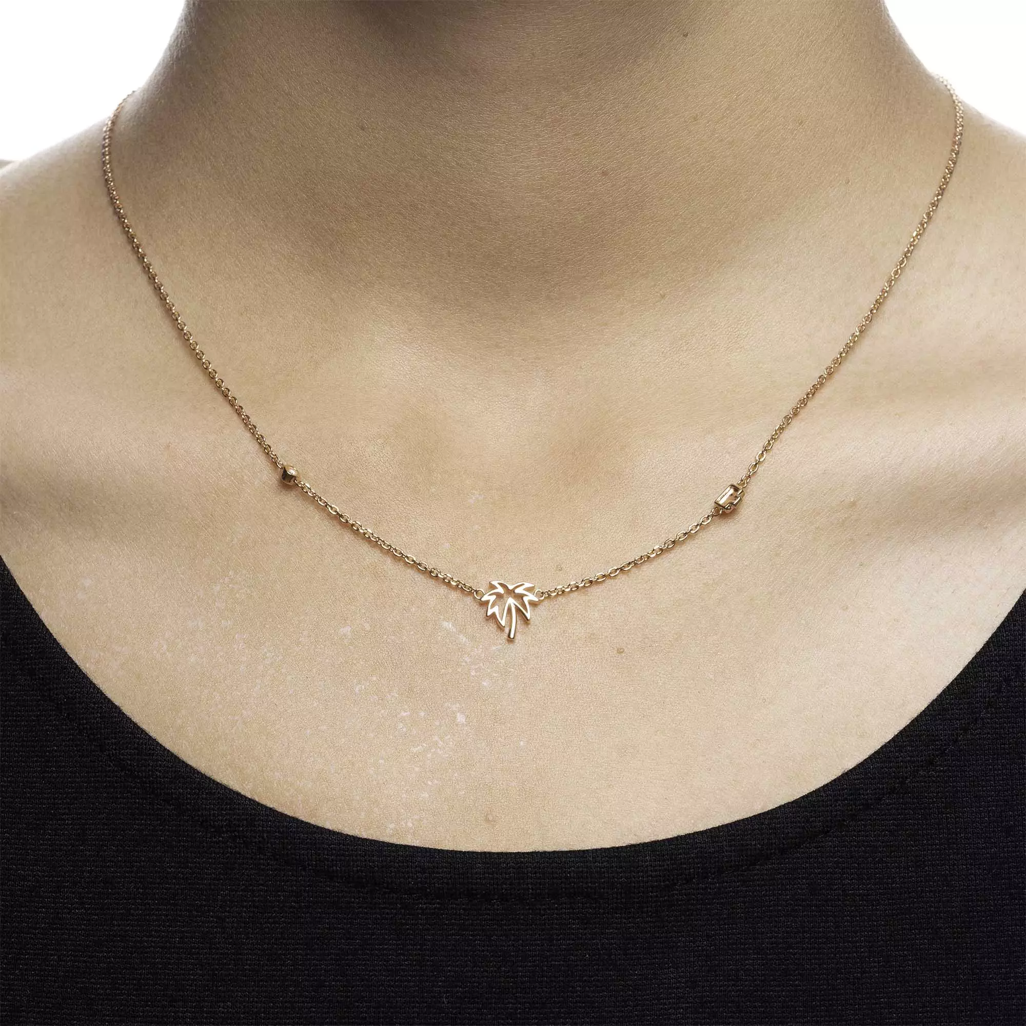 Kalung Serut Emas 7k - Palm Tree Gold Necklace - Lumina Collection - Juene Jewelry