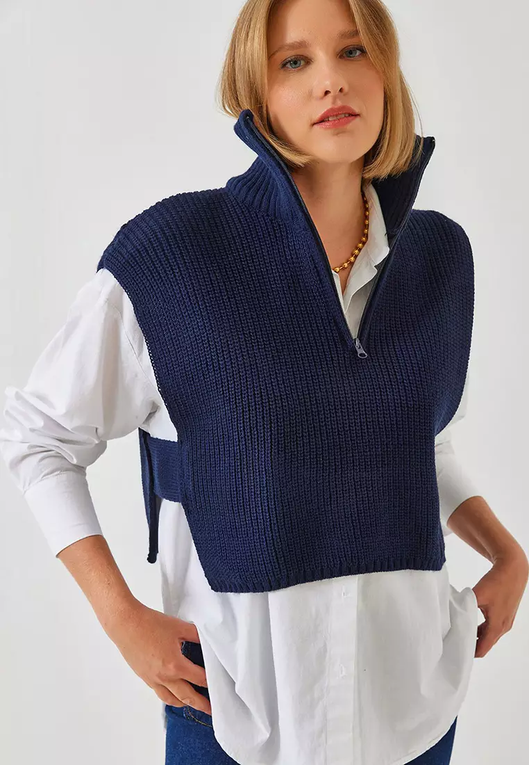 Women's Zippered Knitwear Sweater 60261018