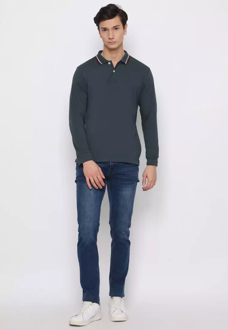 Matsuda Kaos Polo Shirt Lengan Panjang Pria Kerah Kasuga