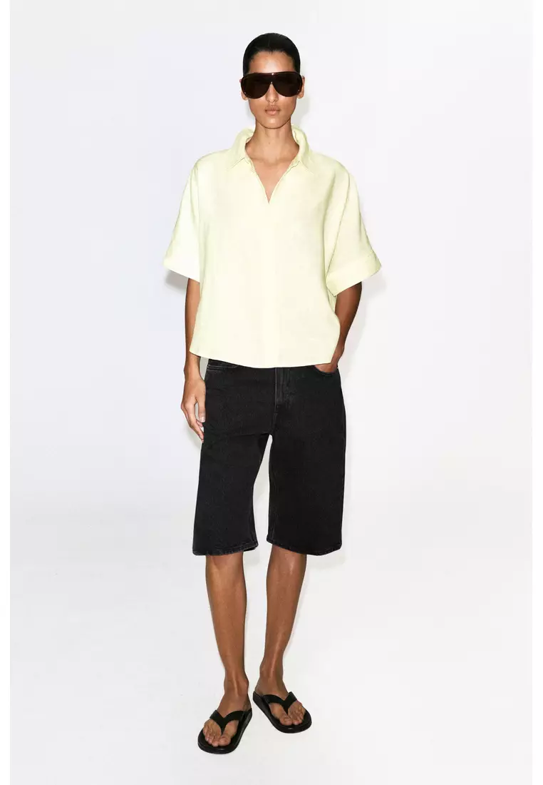 OVERSIZED SHORT-SLEEVED LINEN SHIRT