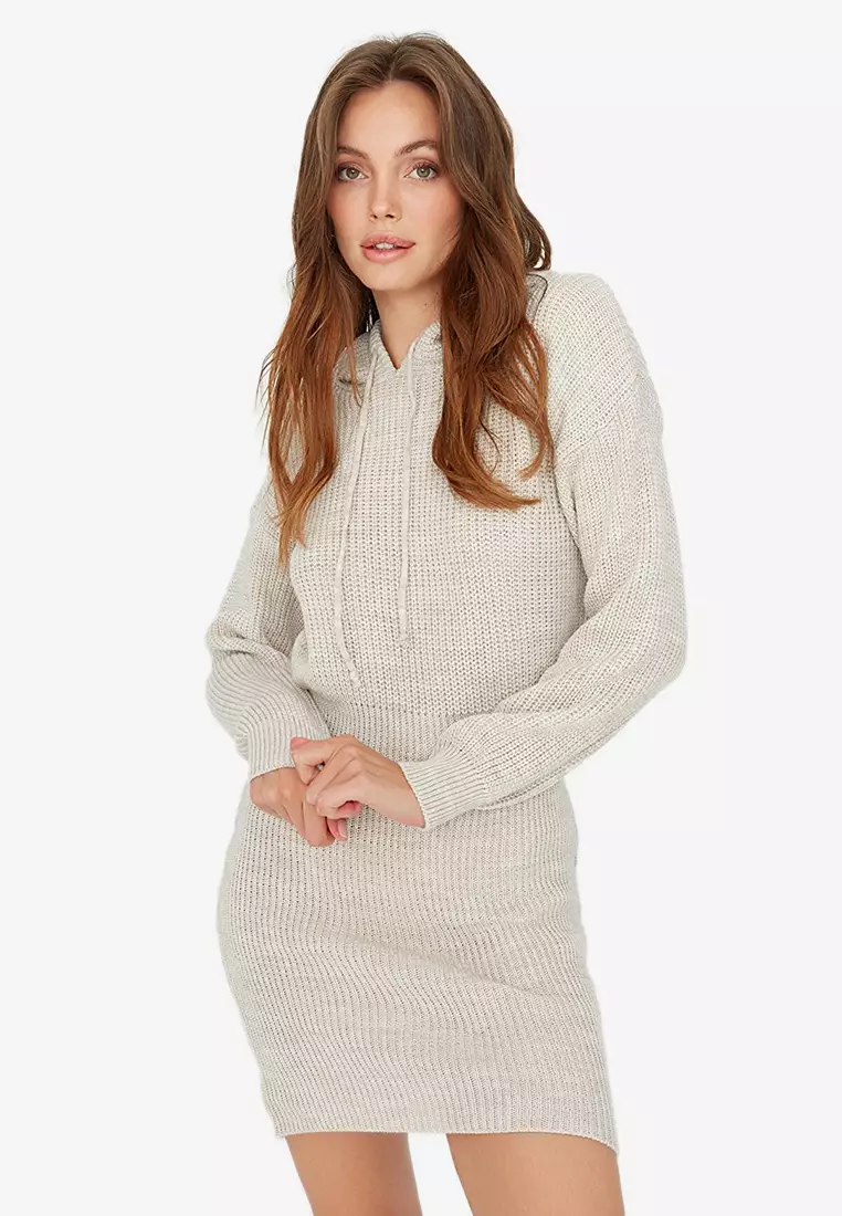 Hooded knit 2024 dress