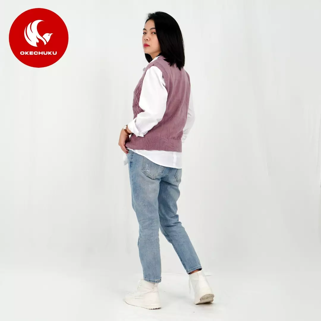 Vest Kancing Rompi Rajut Kancing Knit Outer Korean Style Rompi Rajut Wanita Gaya Korea