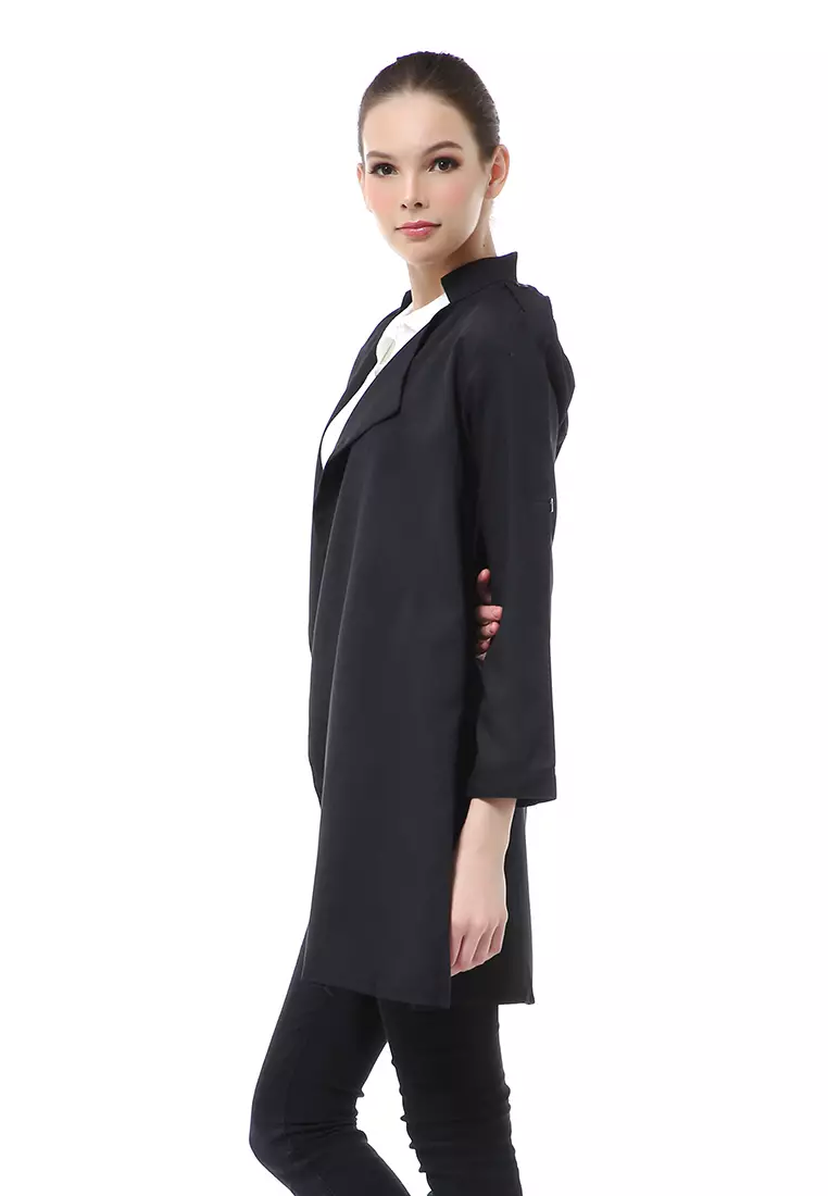 Myra Outerwear Wanita Blazer Lengan Panjang Plain Motive Material Cotton ORIGINAL - Black