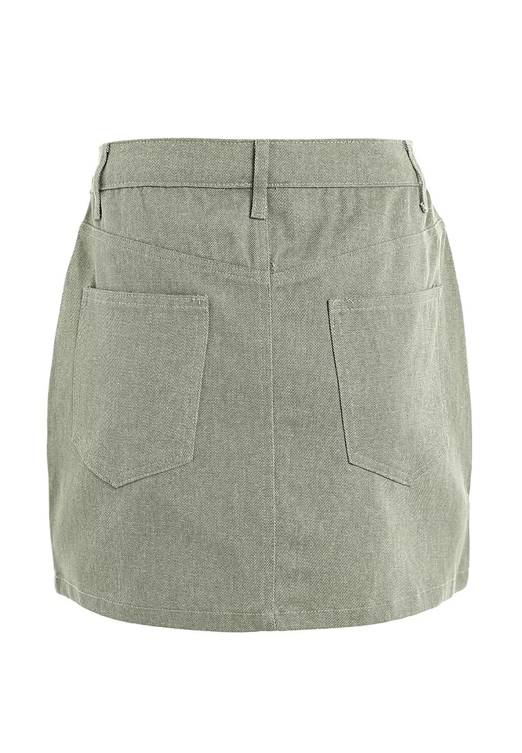 Rok Mini Denim Warna Abu-abu Muda