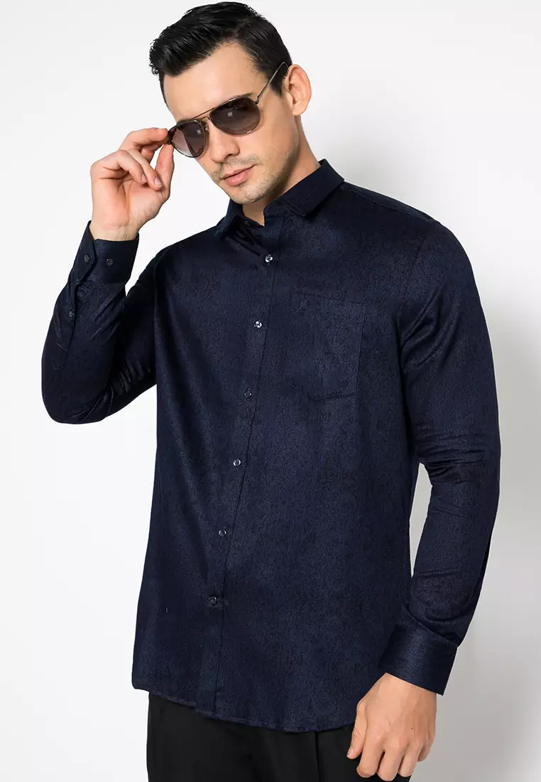 Johnwin - Kemeja Formal - Kemeja Lengan Panjang - Kemeja Pria - Navy