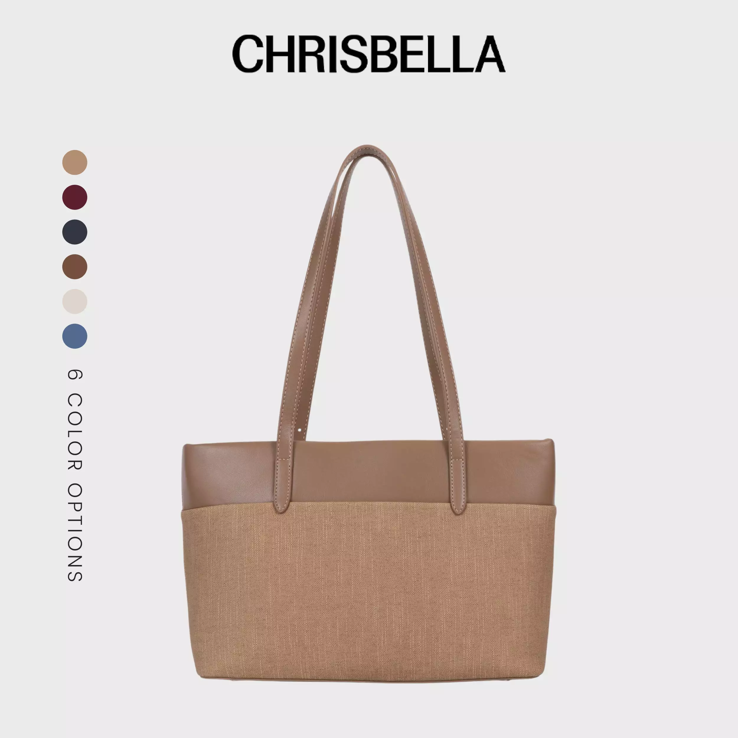 CHRISBELLA LENA WORK TOTE SET - KHAKI