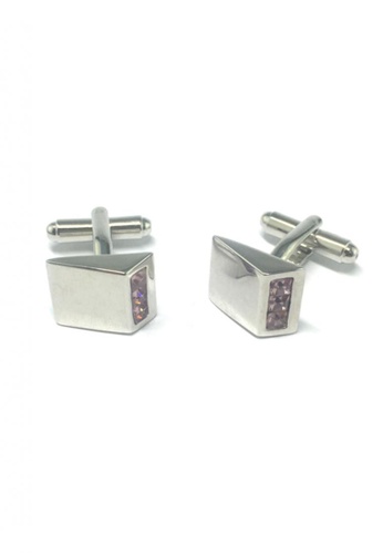 Splice Cufflinks silver Purple Crystals Triangular Cufflinks SP744AC62EMNSG_1