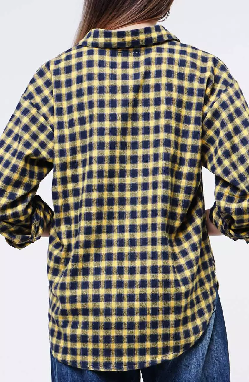 Kemeja Wanita Stacia Navy Yellow