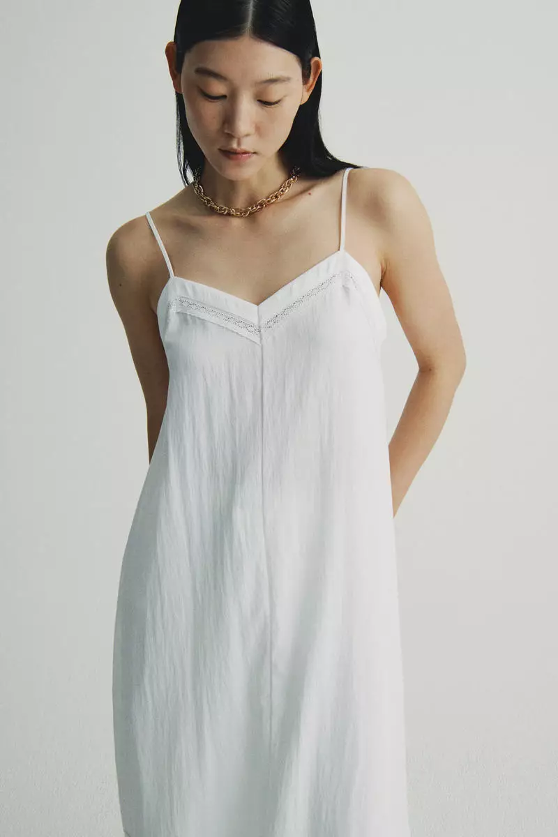 Lace-inset strappy dress