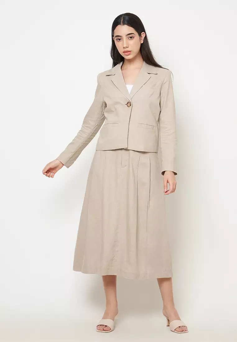 KLA - Setelan Blazer Rok Dawn Cream
