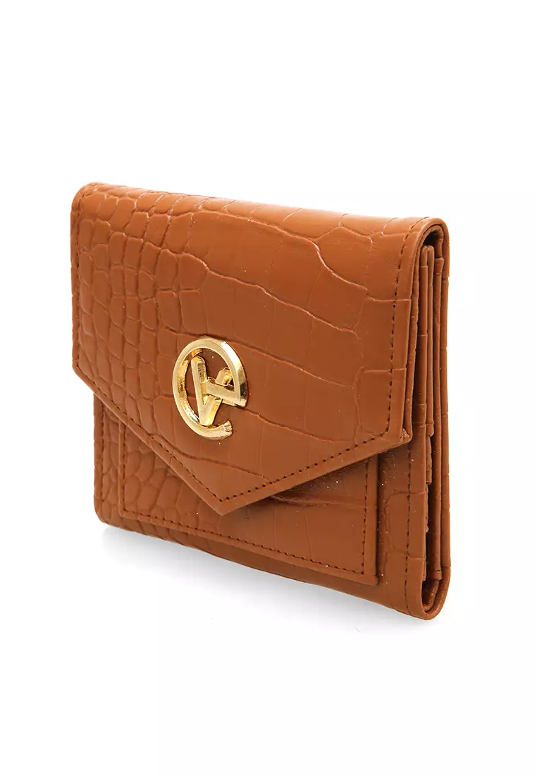 Fauzia Dompet Wanita Mini Motif Croco Premium Quality - Brown