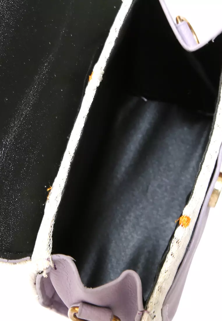 Eilaria Tas Selempang Wanita Sling Bag Mini Uniqe Design Material Leather ORIGINAL - Purple