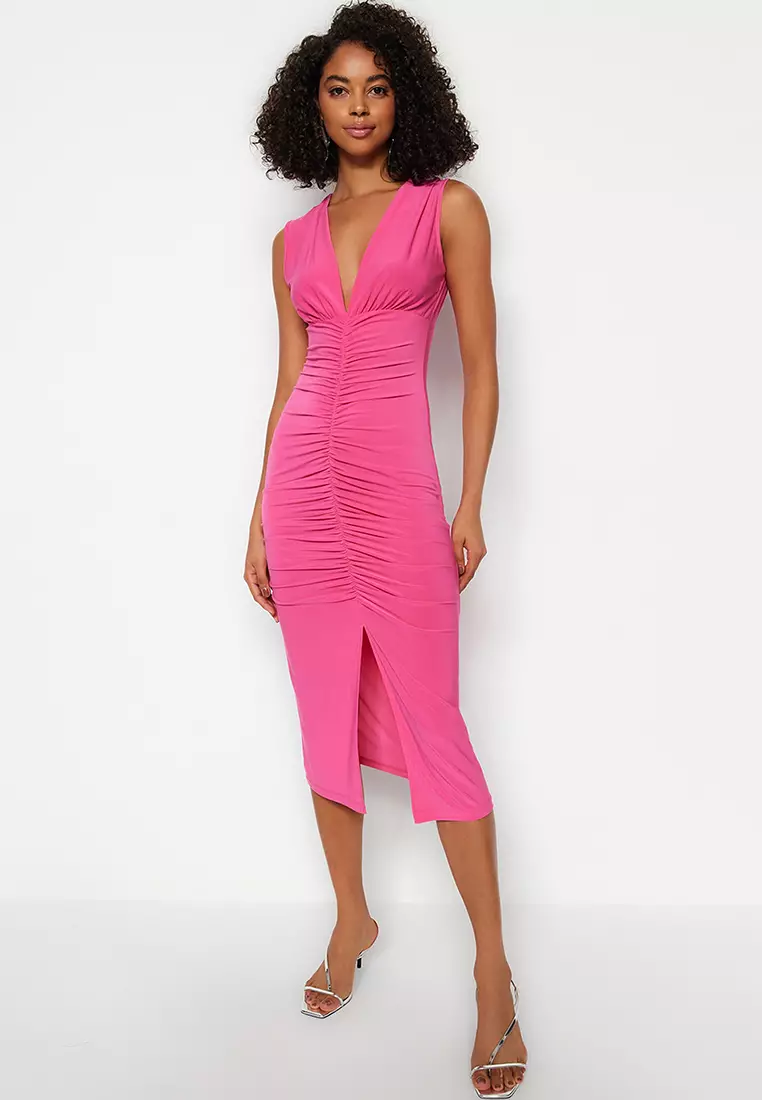 Buy Trendyol Ruched Knitted Dress Online | ZALORA Malaysia