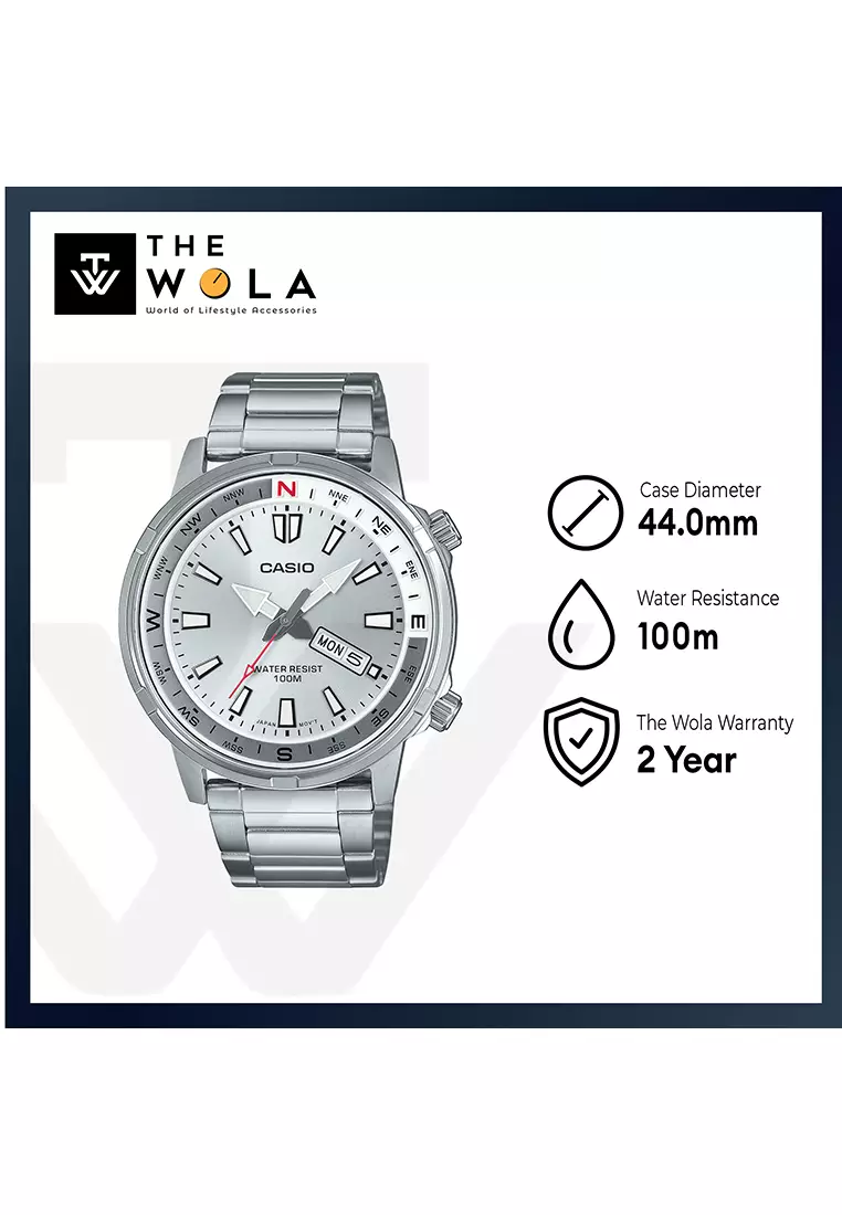 Men Analog Watch MTD-130D-7AV Silver Stainless Steel Strap