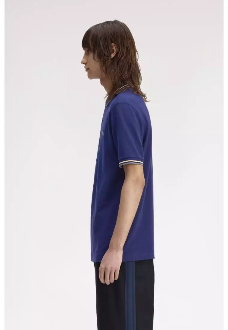 Fred Perry M3600 Twin Tipped Fred Perry Shirt (French Navy / Champion's Gold / Stockport Blue)