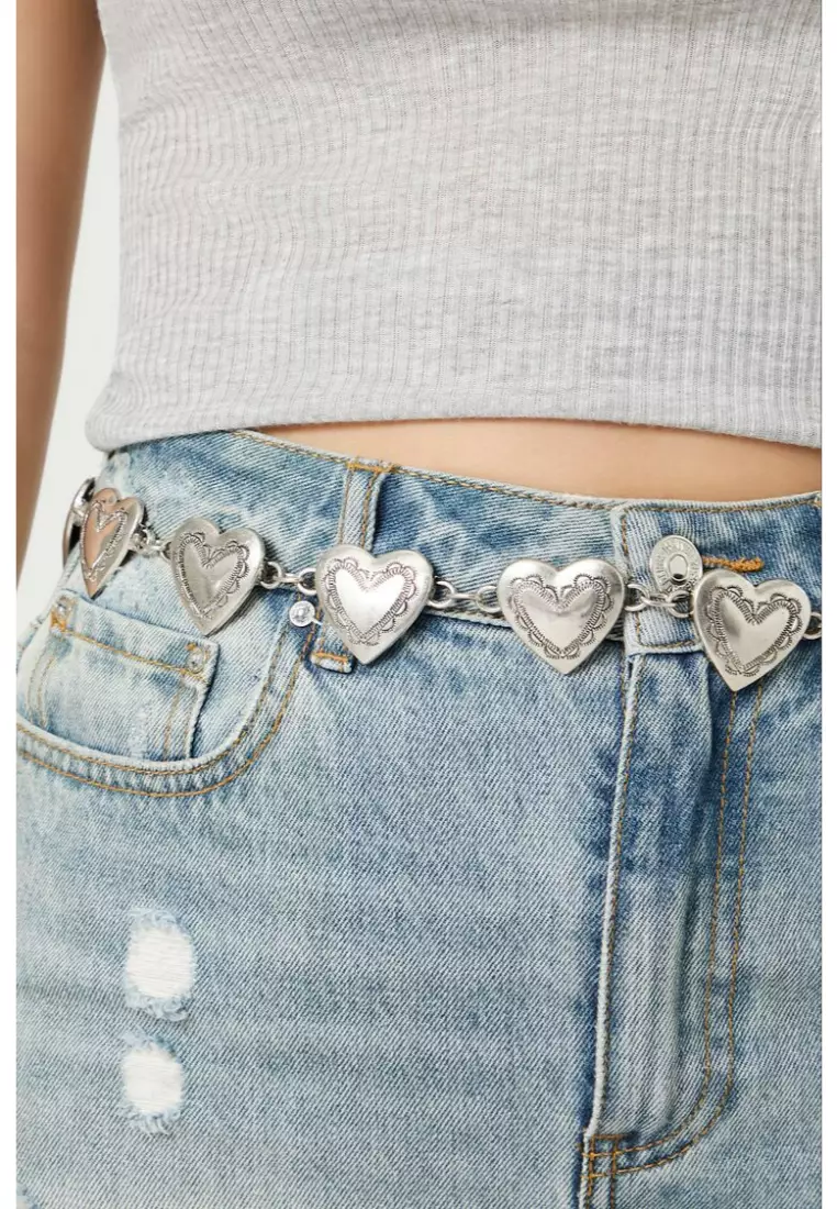 Silver hearts chain belt clearance