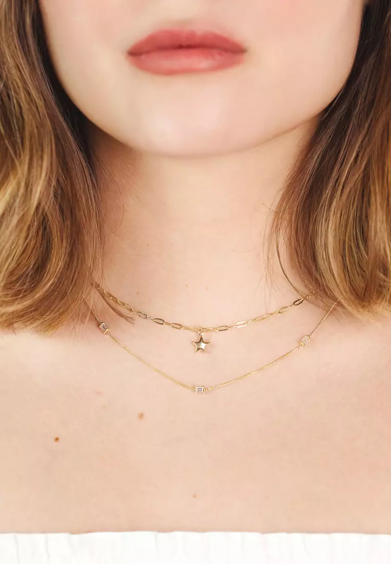 Star Clip Necklace 14k Gold