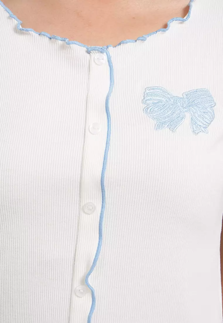 Contrast Trimming Short Sleeve Top