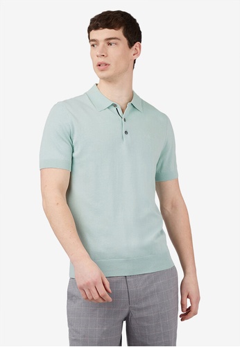 Ben Sherman blue Short Sleeve Knitted Polo Shirt 0D30EAA6B2B05BGS_1