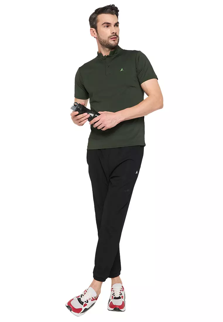 Kaus Desainer Kerah Tiongkok Athleisure Pria  Green Luxe