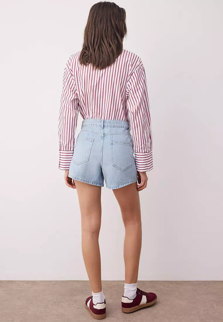 Light Blue High Waist City Boy Denim Shorts Twoss25Sr00178