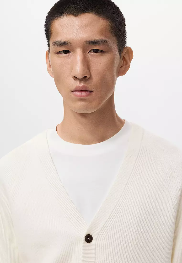 Ribbed Knitted Cardigan With Buttons