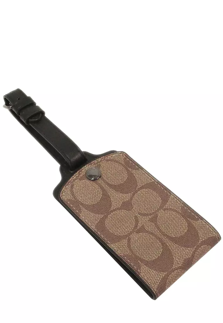 Luggage Tag In Signature Canvas in Khaki C1614