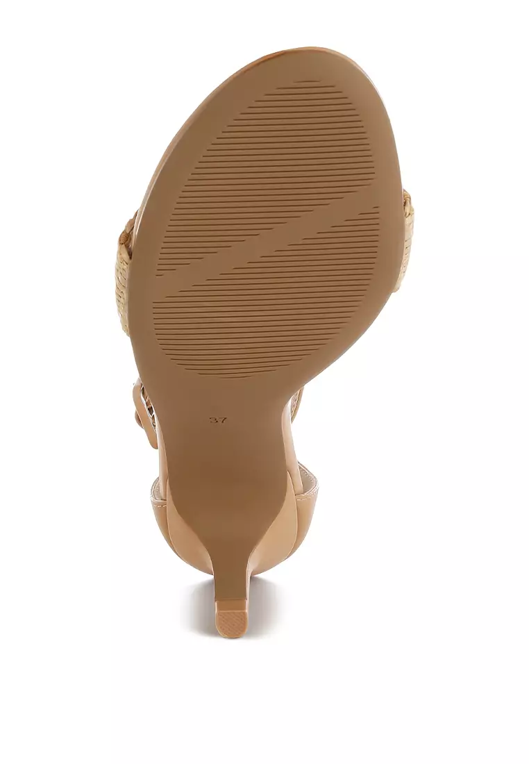 Sandal hak anak kucing Rafia warna Natural