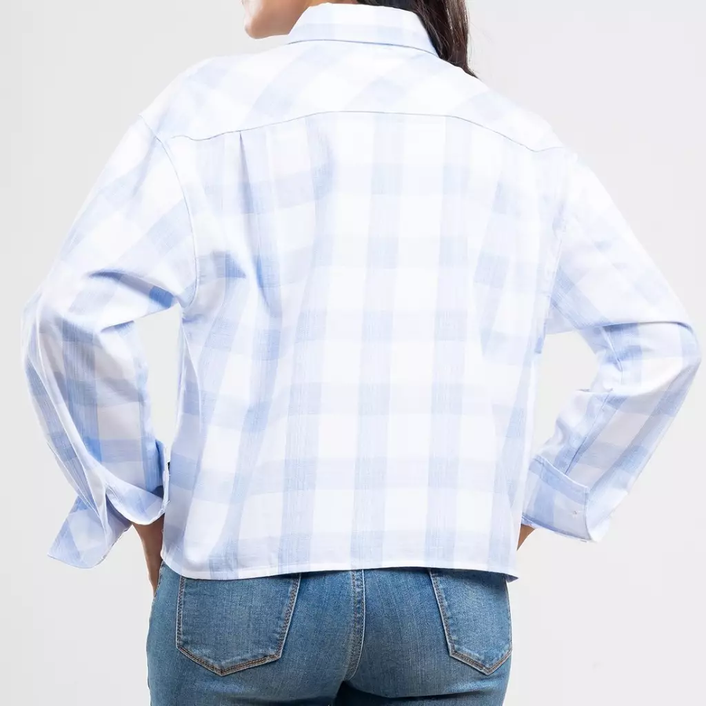 C2 Felucy Blue Kemeja Oversize Crop - Boxy Shirt Wanita