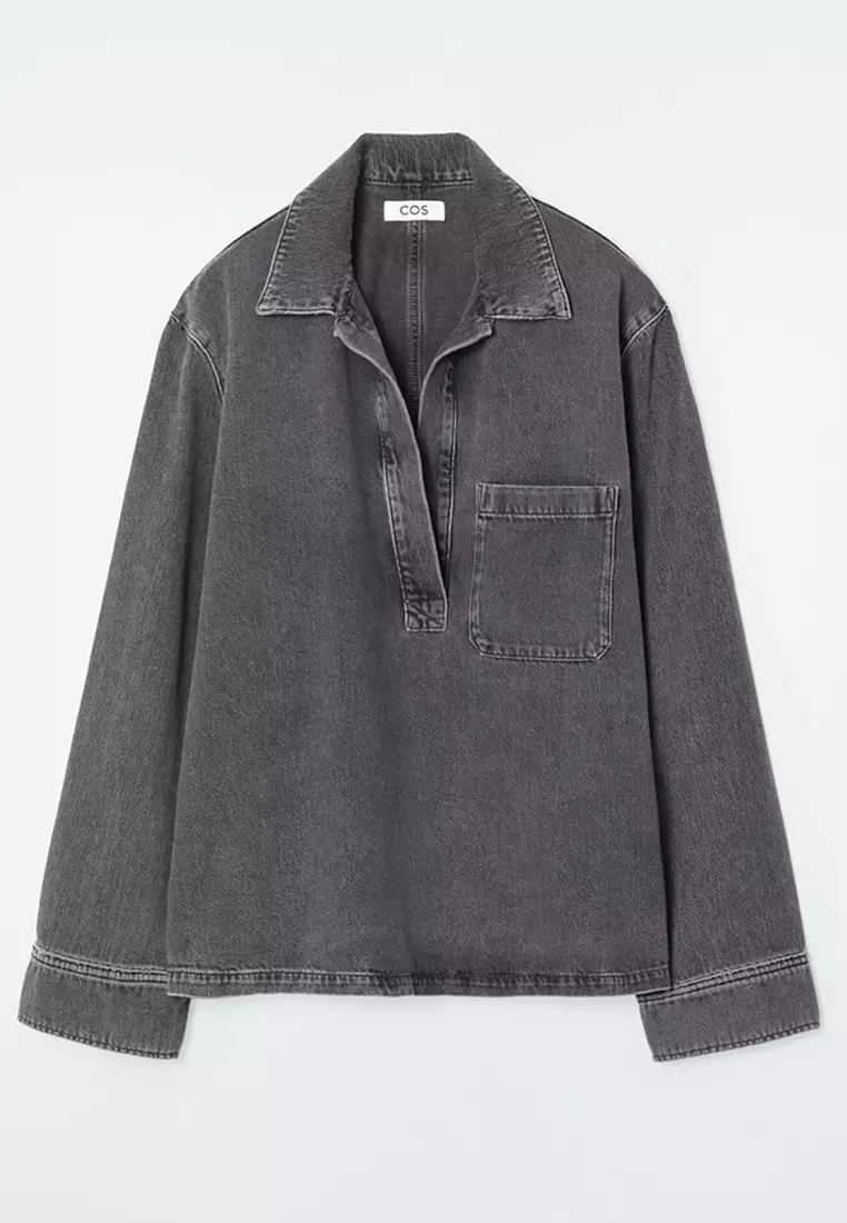 Buy COS Open-Collar Denim Shirt 2025 Online | ZALORA