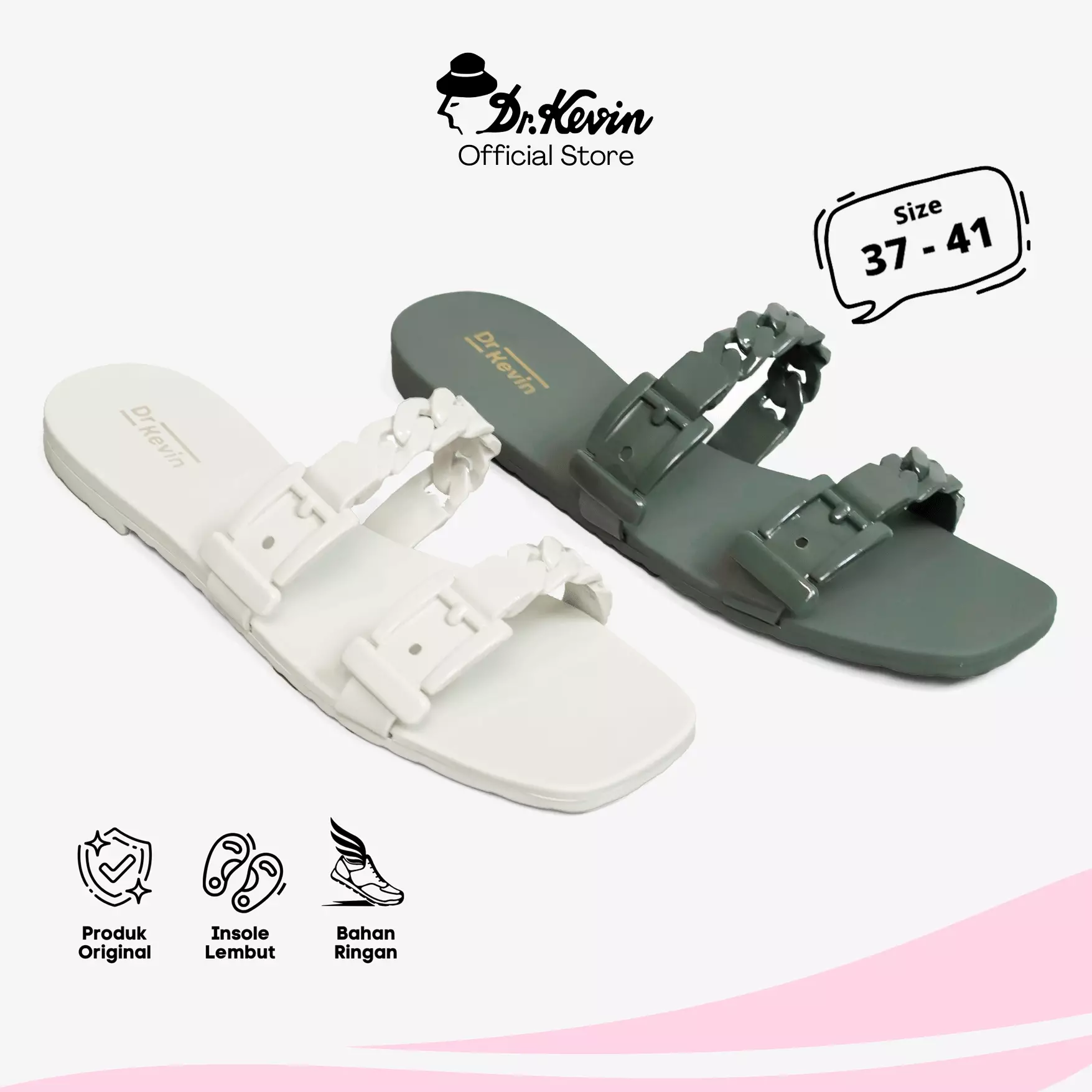 Dr. Kevin Sandal Selop Wanita Hak Rata Flat Sandal 571-201