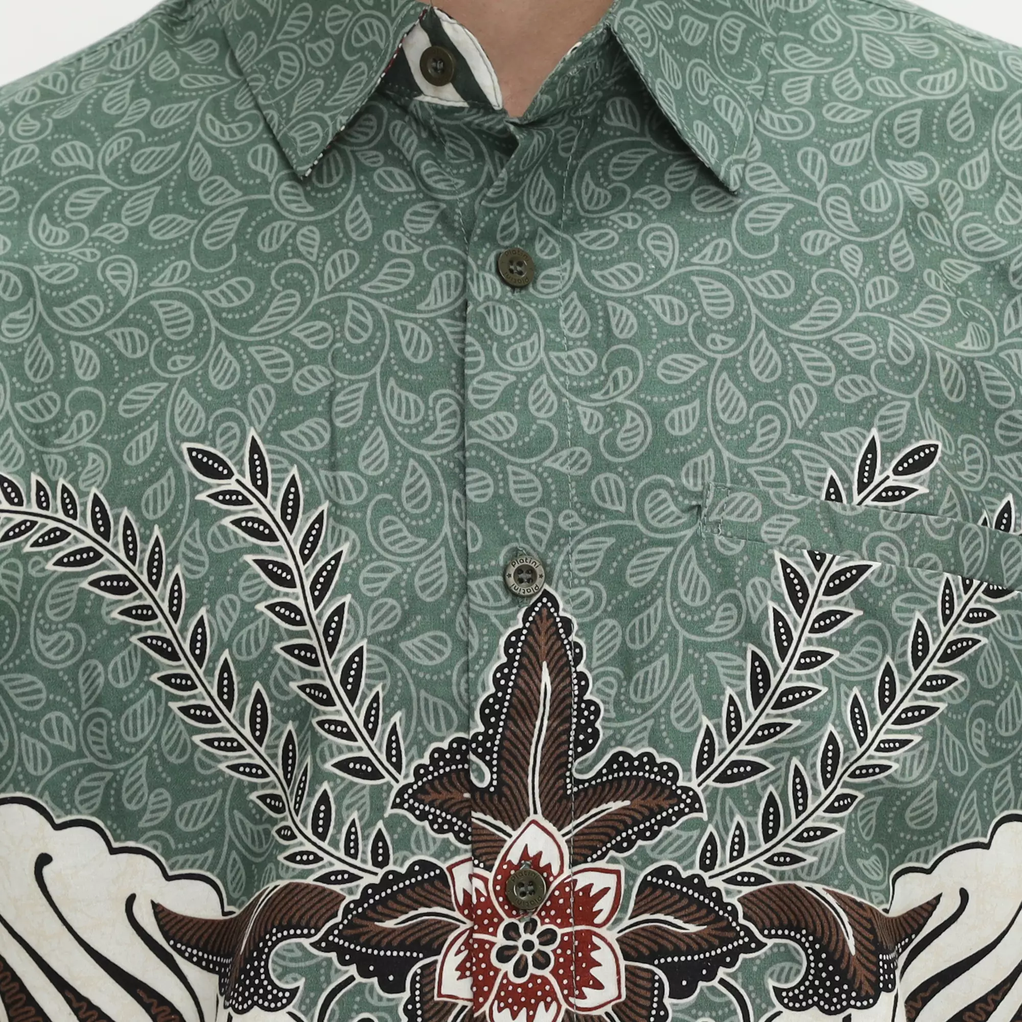 Platini Kemeja Batik Pria Lengan Panjang Katun Sage Green 36063