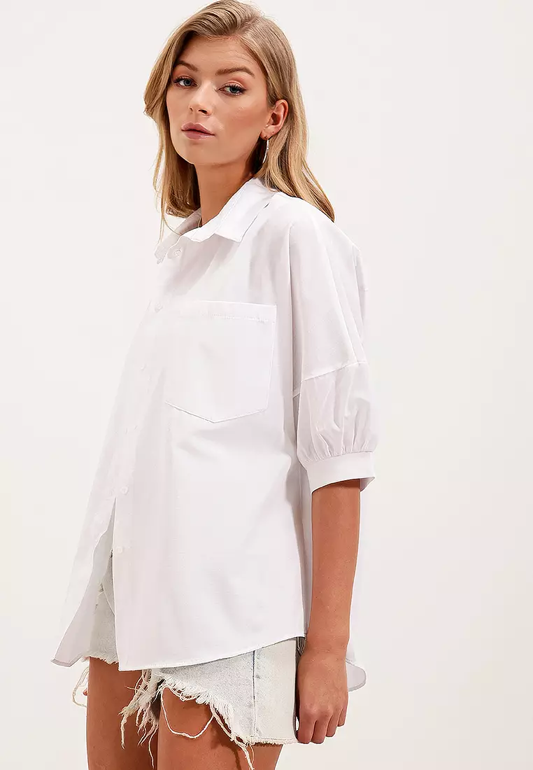 Oversized Short Sleeves Shirt with Pocket