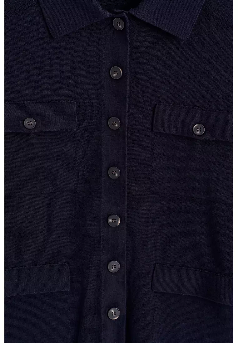 POCKET-DETAIL KNITTED COTTON CARDIGAN
