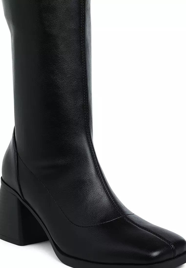Buy London Rag Faux Leather Block Heel Boots in Black 2025 Online