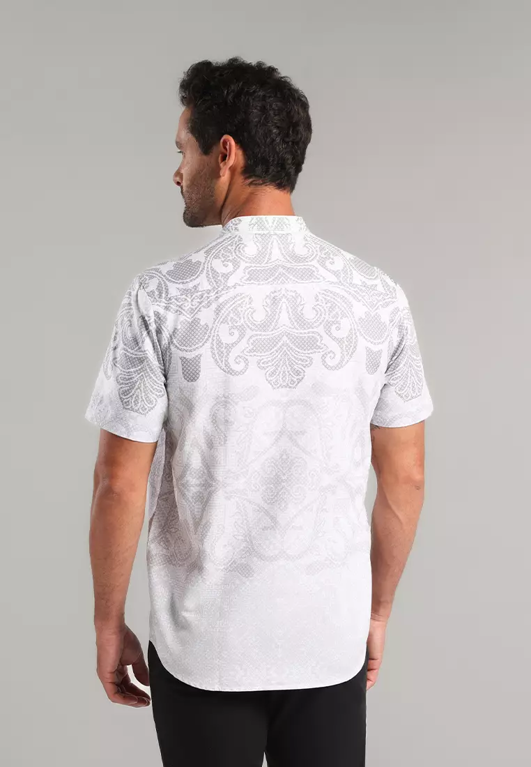 MOC - Kemeja Batik Shanghai Lengan Pendek Umair - Grey