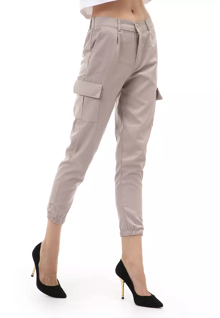 Jourel Jogger Pants Kasual Wanita Material Cotton ORIGINAL - Cream