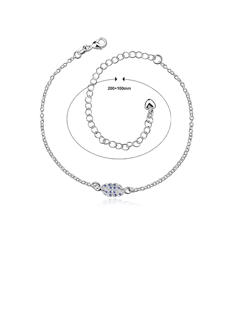 Fashion Simple Leaf Blue Cubic Zircon Anklet