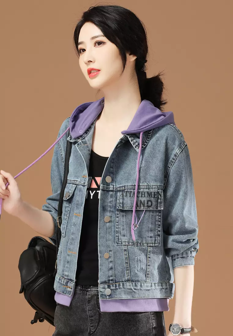 Girls hooded clearance jean jacket