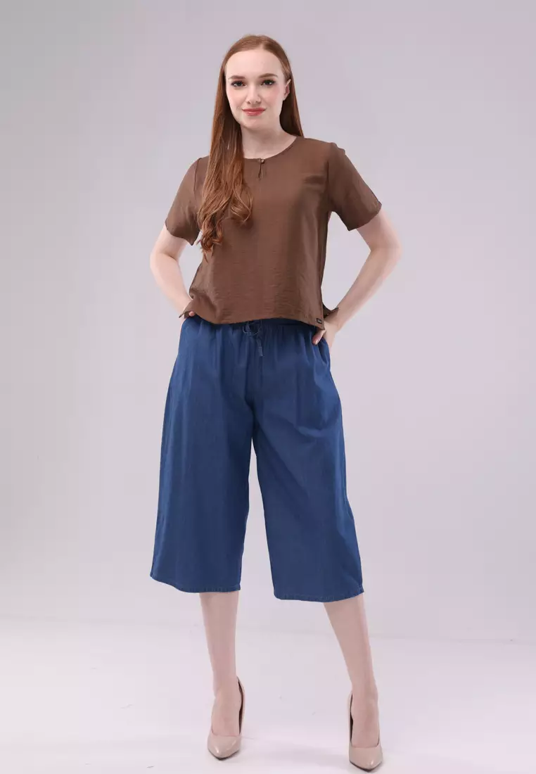Slub Linen Woven Short Sleeves Blouse