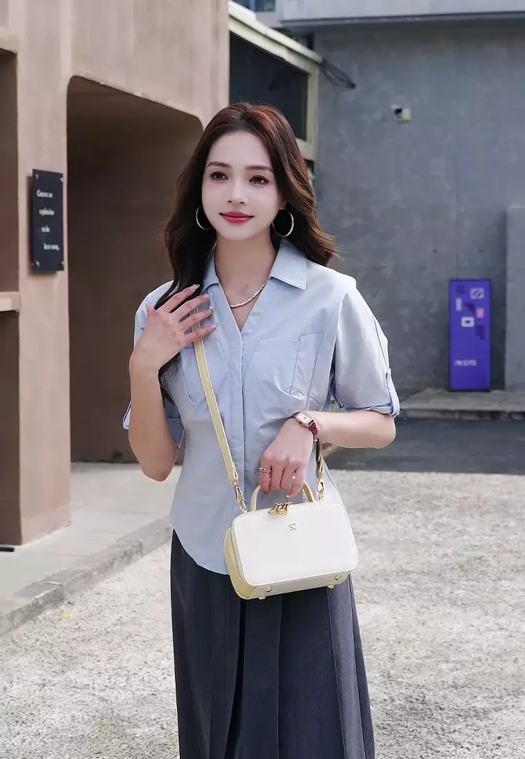 Women's Monogram Top Handle Bag / Sling Bag / Crossbody Bag (Tas Selempang / Tas Tangan) - Putih