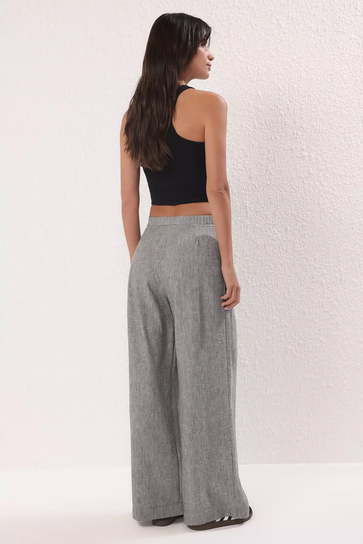 Gray Wide Leg/Wide Leg Woven Trousers Twoss25Pl00107 Palazzo